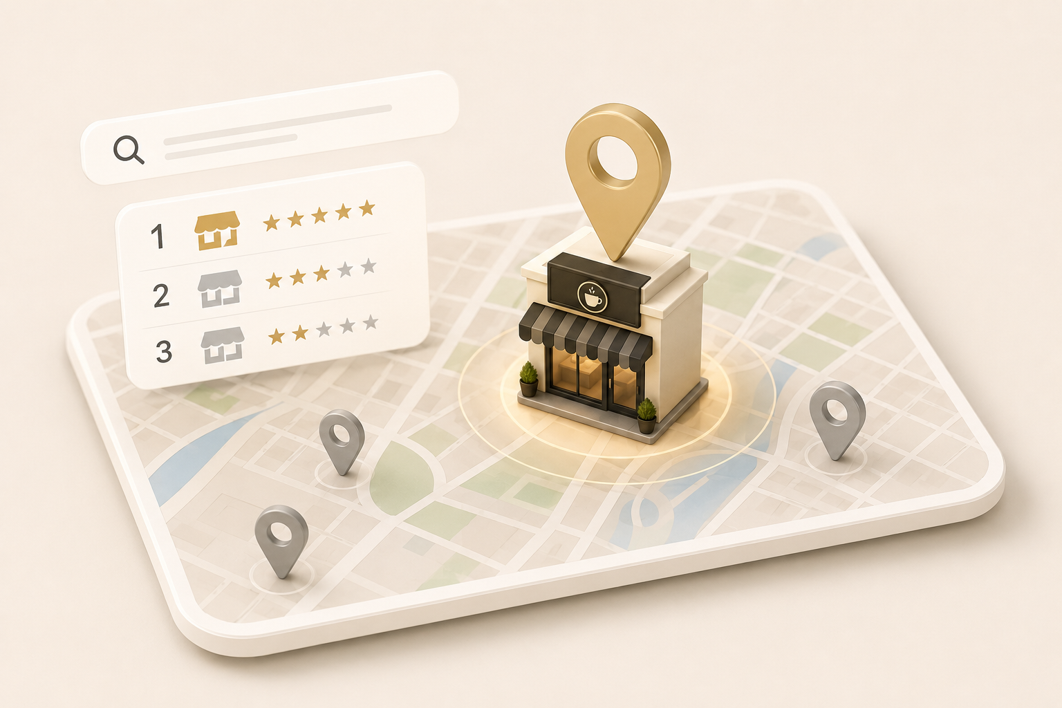 A local business appearing prominently in online search results
