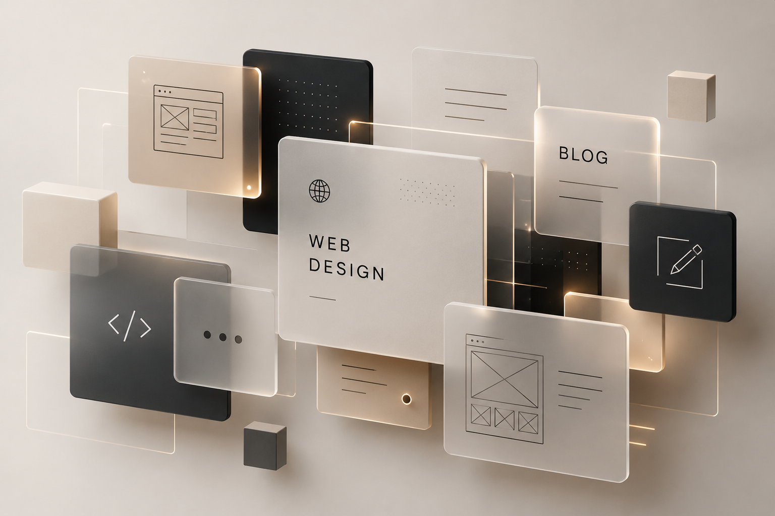 Abstract technology panels representing modern web design