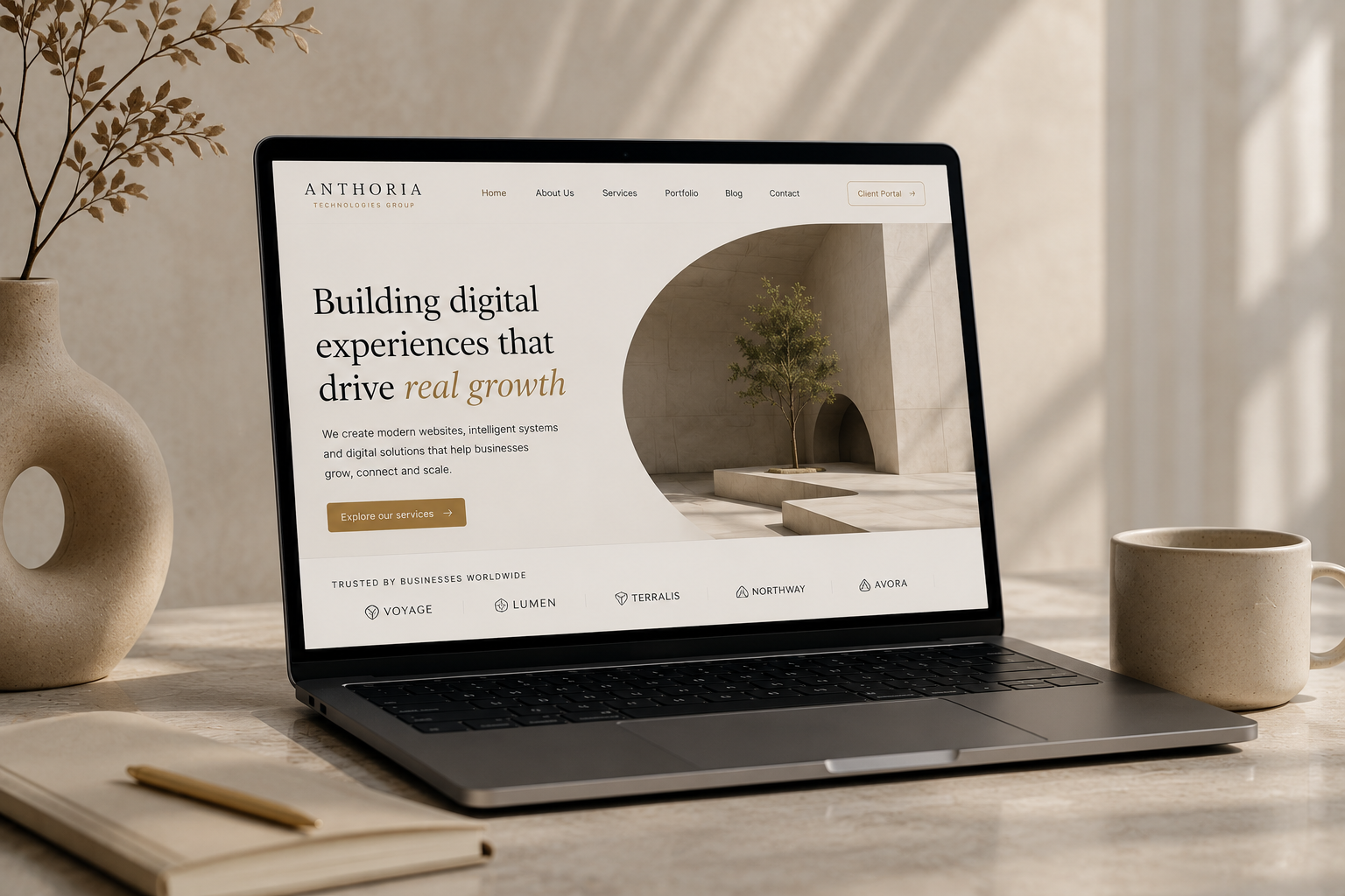 Modern digital tools representing professional web design